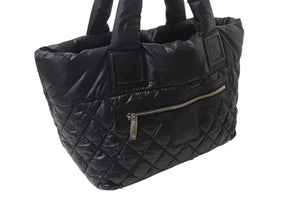 極美品 CHANEL シャネル コココクーン スモールトート ハンドバッグ A48610 16番台 ココマーク ブラック シルバー金具 中古 4b001736