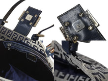 Load image into Gallery viewer, FENDI フェンディ マンマバケット トートバッグ ハンドバッグ ズッキーノ ネイビー コットンキャンバス シルバー金具 中古 4b001755