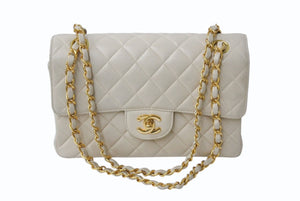 極美品 CHANEL シャネル ダブルフェイス マトラッセ 23 両面フラップ ダブルチェーン ショルダーバッグ ラムスキン ベージュ ゴールド金具 4番台 中古 4b001765