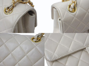 極美品 CHANEL シャネル ダブルフェイス マトラッセ 23 両面フラップ ダブルチェーン ショルダーバッグ ラムスキン ベージュ ゴールド金具 4番台 中古 4b001765