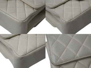 極美品 CHANEL シャネル ダブルフェイス マトラッセ 23 両面フラップ ダブルチェーン ショルダーバッグ ラムスキン ベージュ ゴールド金具 4番台 中古 4b001765