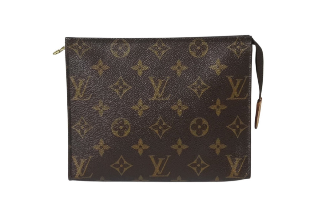 LOUIS VUITTON ルイヴィトン ポシェット トワレット 19 ポーチ M47544 モノグラムキャンバス ブラウン ゴールド金具 美品 中古 4b001778