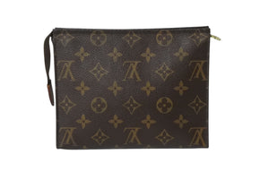 LOUIS VUITTON ルイヴィトン ポシェット トワレット 19 ポーチ M47544 モノグラムキャンバス ブラウン ゴールド金具 美品 中古 4b001778