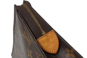 LOUIS VUITTON ルイヴィトン ポシェット トワレット 19 ポーチ M47544 モノグラムキャンバス ブラウン ゴールド金具 美品 中古 4b001778