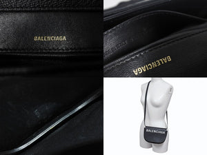 BALENCIAGA バレンシアガ ヴィル ミニ ショルダー ショルダーバッグ 550639 カーフレザー ブラック ホワイト 美品 中古 4b001790