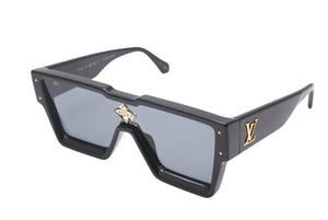 LOUIS VUITTON ルイヴィトン サングラス サイクロン Z1578E モノグラムフラワー アセテート スワロフスキー ブラック 美品 中古 4b001794