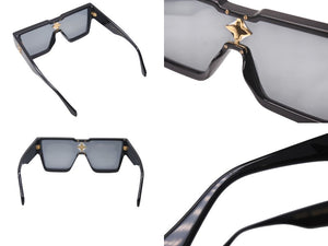 LOUIS VUITTON ルイヴィトン サングラス サイクロン Z1578E モノグラムフラワー アセテート スワロフスキー ブラック 美品 中古 4b001794
