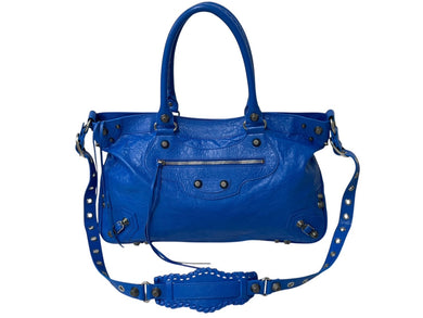 極美品 BALENCIAGA バレンシアガ NEO CAGOLE CITY ネオ カゴール シティ 2WAY ハンドバッグ ショルダーバッグ 792896 ブルー 中古 4b001795