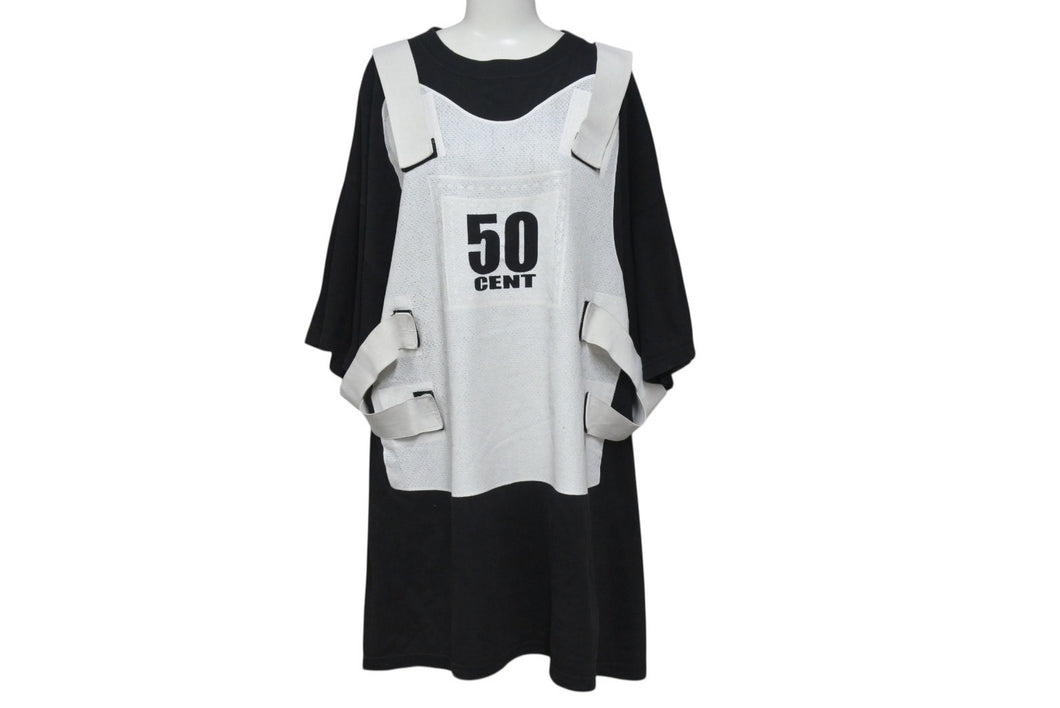 50cent G-UNIT VINTAGE ヴィンテージ 半袖Tシャツ サイズ2X ベストデザイン ドッキング ブラック ホワイト 良品 中古 4b001815