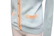 Load image into Gallery viewer, CHANEL シャネル アンサンブル カーディガン 97P ココマーク P07389V00348 コットン 水色 オレンジ サイズ40 美品 中古 4b001816