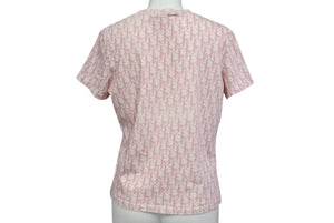 Christian Dior クリスチャンディオール Tシャツ トロッター 総柄 ガリアーノ期 ピンク コットン ラインストーン 良品 中古 4b001823