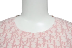 Christian Dior クリスチャンディオール Tシャツ トロッター 総柄 ガリアーノ期 ピンク コットン ラインストーン 良品 中古 4b001823