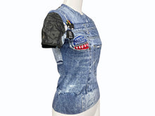 Load image into Gallery viewer, 極美品 Christian Dior クリスチャンディオール 半袖Tシャツ 1A12055021 サイズ36 デニム総柄プリント ガリアーノ期 中古 4b001824