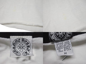 CHROME HEARTS クロムハーツ ラグラン 7部丈Tシャツ サイズM CHクロス セメタリークロス プリント ホワイト ブラック 美品 中古 4b001827