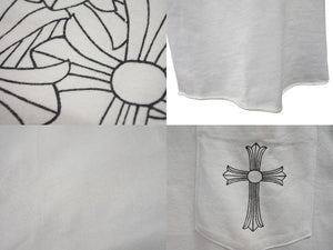 CHROME HEARTS クロムハーツ ラグラン 7部丈Tシャツ サイズM CHクロス セメタリークロス プリント ホワイト ブラック 美品 中古 4b001827