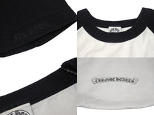 Load image into Gallery viewer, CHROME HEARTS クロムハーツ ラグラン 7部丈Tシャツ サイズM CHクロス セメタリークロス プリント ホワイト ブラック 美品 中古 4b001827