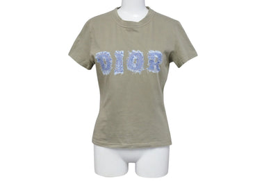 ChristianDior クリスチャンディオール 半袖Tシャツ 3P16155024 サイズ40 デニムロゴ プリント カーキ 美品 中古 4b001828