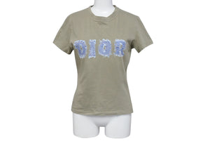 ChristianDior クリスチャンディオール 半袖Tシャツ 3P16155024 サイズ40 デニムロゴ プリント カーキ 美品 中古 4b001828