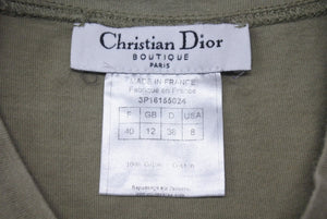 ChristianDior クリスチャンディオール 半袖Tシャツ 3P16155024 サイズ40 デニムロゴ プリント カーキ 美品 中古 4b001828