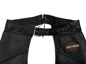 HARLEY DAVIDSON ハーレーダビッドソン レザー パンツ Chaps チャップス Genuine Leather 本革 RN103819 CA03402 サイズ L 美品 中古 4b001833