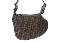 Load image into Gallery viewer, FENDI フェンディ ズッカ柄 ワンショルダーバッグ ハンドバッグ FF キャンバス レザー ブラウン ブラック ブラックメタル 美品 中古 4b001852
