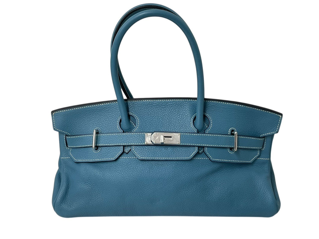 HERMES エルメス ショルダーバーキン ハンドバッグ トリヨンクレマンス ブルージーン □L刻印 SV金具 2008年 ゴルチェ期 美品 中古 4b001860