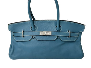 HERMES エルメス ショルダーバーキン ハンドバッグ トリヨンクレマンス ブルージーン □L刻印 SV金具 2008年 ゴルチェ期 美品 中古 4b001860