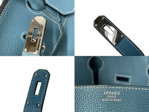 HERMES エルメス ショルダーバーキン ハンドバッグ トリヨンクレマンス ブルージーン □L刻印 SV金具 2008年 ゴルチェ期 美品 中古 4b001860