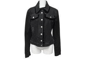 極美品 ChristianDior クリスチャンディオール ガリアーノ期 バックロゴ デニムジャケット 5AW 5H12022810 ブラック サイズ40 中古 4b001862