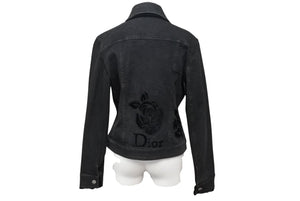 極美品 ChristianDior クリスチャンディオール ガリアーノ期 バックロゴ デニムジャケット 5AW 5H12022810 ブラック サイズ40 中古 4b001862