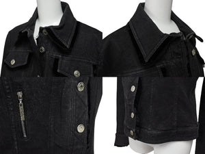 極美品 ChristianDior クリスチャンディオール ガリアーノ期 バックロゴ デニムジャケット 5AW 5H12022810 ブラック サイズ40 中古 4b001862