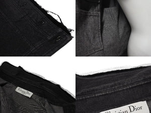 極美品 ChristianDior クリスチャンディオール ガリアーノ期 バックロゴ デニムジャケット 5AW 5H12022810 ブラック サイズ40 中古 4b001862