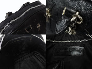 CHROME HEARTS クロムハーツ 現行型 ジムバッグ ミデュアム セメタリークロスパッチ 14パッチ スモールCHクロス ブラック 美品 中古 4b001883