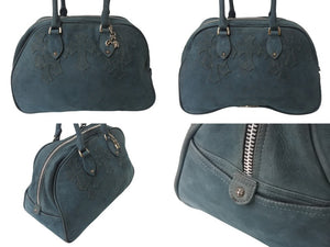 CHROME HEARTS クロムハーツ 現行型 ジムバッグ ミデュアム セメタリークロスパッチ 14パッチ ヌバック ブルー系 美品 中古 4b001884