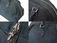 Load image into Gallery viewer, CHROME HEARTS クロムハーツ 現行型 ジムバッグ ミデュアム セメタリークロスパッチ 14パッチ ヌバック ブルー系 美品 中古 4b001884