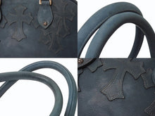Load image into Gallery viewer, CHROME HEARTS クロムハーツ 現行型 ジムバッグ ミデュアム セメタリークロスパッチ 14パッチ ヌバック ブルー系 美品 中古 4b001884