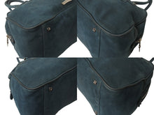 Load image into Gallery viewer, CHROME HEARTS クロムハーツ 現行型 ジムバッグ ミデュアム セメタリークロスパッチ 14パッチ ヌバック ブルー系 美品 中古 4b001884