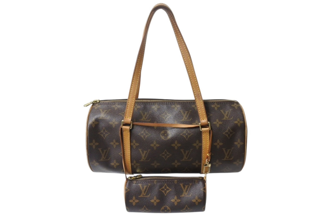 LOUIS VUITTON ルイヴィトン パピヨン30 モノグラムキャンバス ハンドバッグ 旧型 筒形 M51365 ブラウン 美品 中古 4b001907