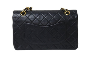 極美品 CHANEL シャネル マトラッセ25 Wフラップ Wチェーンショルダーバッグ 1番台 ラムスキン ココマーク ブラック ゴールド金具 中古 4b001920