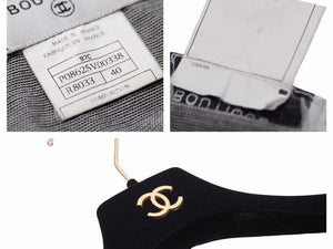 CHANEL シャネル ボーダーワンピース P08625V00338 97P ココマーク ブラック グレー レディース サイズ40 中古 N19342