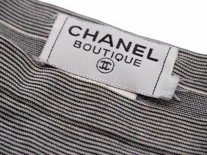 CHANEL シャネル ボーダーワンピース P08625V00338 97P ココマーク ブラック グレー レディース サイズ40 中古 N19342
