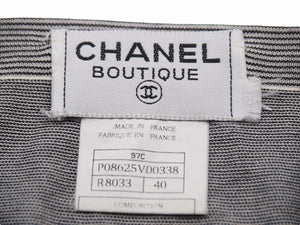 CHANEL シャネル ボーダーワンピース P08625V00338 97P ココマーク ブラック グレー レディース サイズ40 中古 N19342