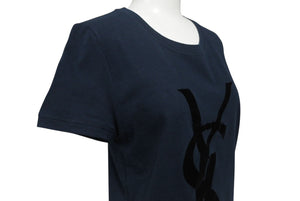 YVES SAINT LAURENT イヴサンローラン 半袖Ｔシャツ カサンドラロゴ ネイビー ブラック コットン サイズS 美品 中古 4b001946