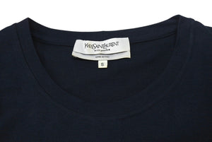 YVES SAINT LAURENT イヴサンローラン 半袖Ｔシャツ カサンドラロゴ ネイビー ブラック コットン サイズS 美品 中古 4b001946