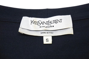 YVES SAINT LAURENT イヴサンローラン 半袖Ｔシャツ カサンドラロゴ ネイビー ブラック コットン サイズS 美品 中古 4b001946