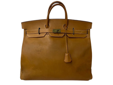HERMES エルメス ハンドバッグ オータクロア50 ナチュラル ヴァッシュ ブロンズ金具 ○N刻印 中古 4b001949