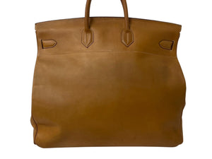 HERMES エルメス ハンドバッグ オータクロア50 ナチュラル ヴァッシュ ブロンズ金具 ○N刻印 中古 4b001949