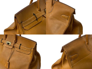 HERMES エルメス ハンドバッグ オータクロア50 ナチュラル ヴァッシュ ブロンズ金具 ○N刻印 中古 4b001949