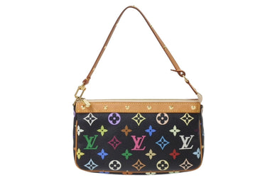 極美品 LOUIS VUITTON ルイヴィトン ポシェット アクセソワール アクセサリーポーチ M92648 モノグラム マルチカラー ブラック 中古 4b001951