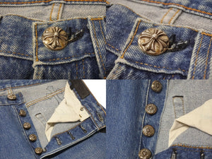 極美品 CHROME HEARTS クロムハーツ LEVI'S 505 U VNTG JEAN クロスパッチデニムパンツ インディゴブルー サイズ27 中古 4b001965 